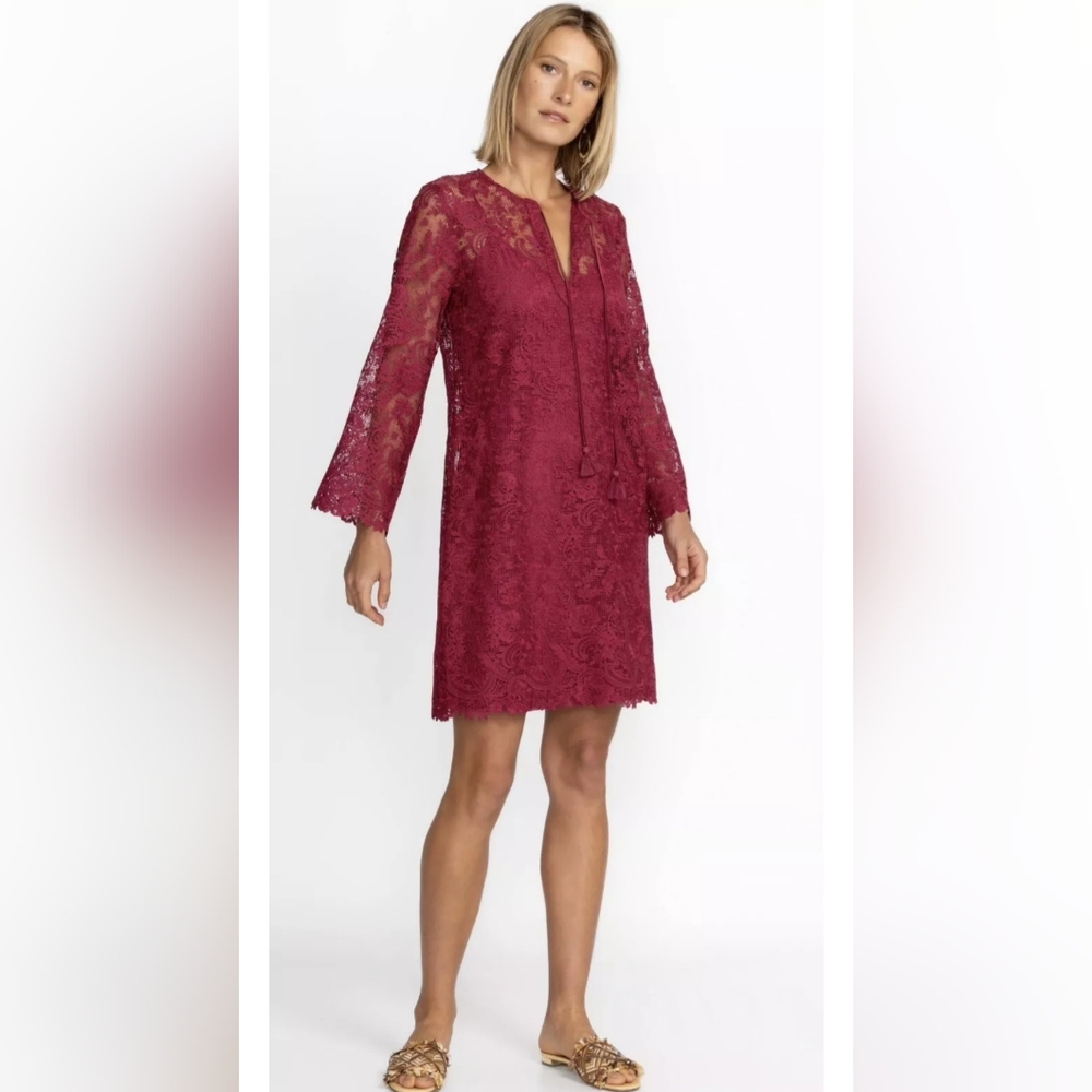 NWT $388 Johnny Was Jade Harper Recycled Lace Tunic Dress Matching Slip size S